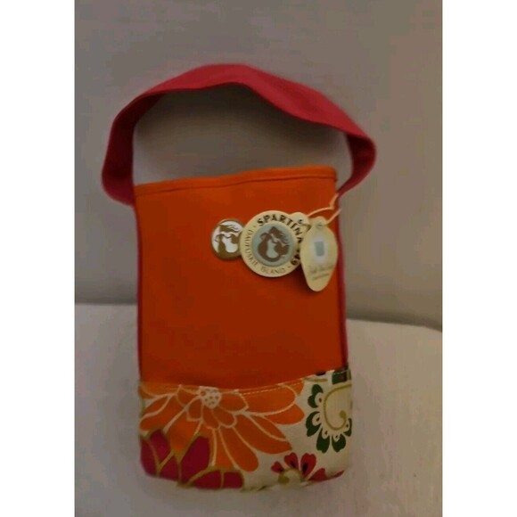 Spartina 449 Double Wine Caddy Carson Cottage Orange Floral 9x7x4" - Picture 1 of 4